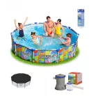 Bestway 56985 Tropical VF-T 305 x 66 cm fémvázas csővázas 4062L kerti medence vízforgatóval és védőtakaróval