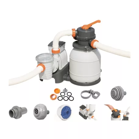Bestway 58497 homokszűrő, 5,7 m3/h 230W homokszűrős vízforgató egység kerti medencékhez