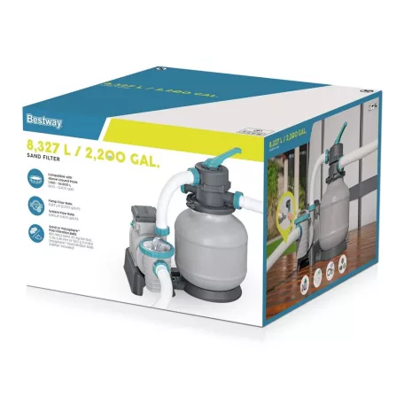 Bestway 58499 homokszűrő, 8.3 m3/h 280W homokszűrős vízforgató egység kerti medencékhez