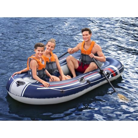 Bestway 61068 Hydro-Force Treck X2 Set felfújható 3 személyes csónak evezővel pumpával, háromszemélyes gumicsónak 255 x 127 cm