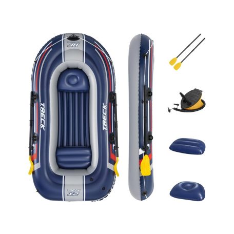 Bestway 61068 Hydro-Force Treck X2 Set felfújható 3 személyes csónak evezővel pumpával, háromszemélyes gumicsónak 255 x 127 cm