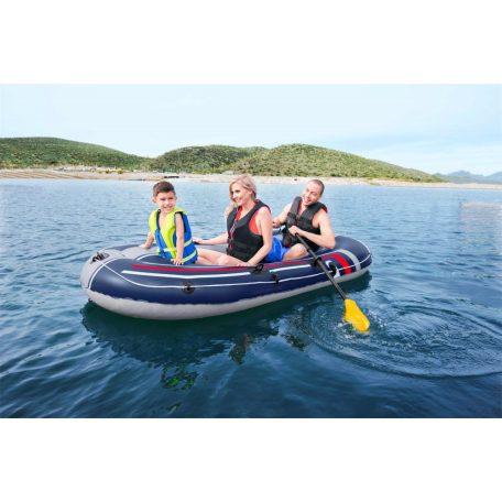 Bestway 61068 Hydro-Force Treck X2 Set felfújható 3 személyes csónak evezővel pumpával, háromszemélyes gumicsónak 255 x 127 cm