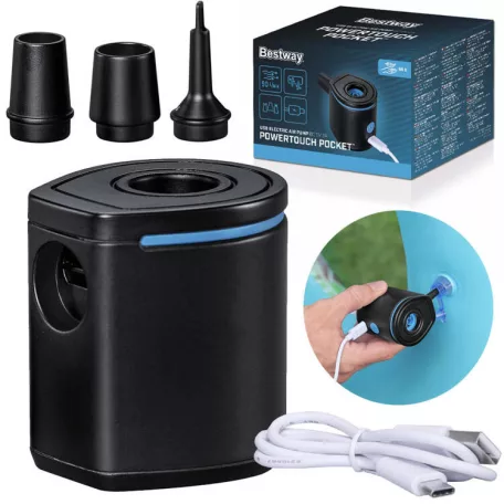 Bestway 62289 Powertouch Pocket 427 PSI 90 L/perc utazó, mini elektromos pumpa, matracpumpa szívó és fújó funkcióval, 85 gramm