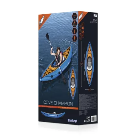 Bestway 65115 Hydro-Force Cove Champion egyszemélyes felfújható kajak - kenu 275 x 81 cm, evezővel és pumpával