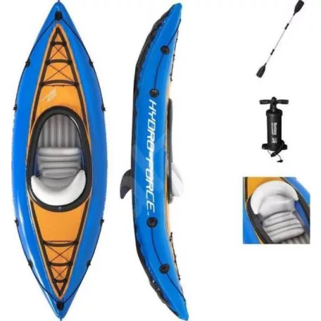 Bestway 65115 Hydro-Force Cove Champion egyszemélyes felfújható kajak - kenu 275 x 81 cm, evezővel és pumpával