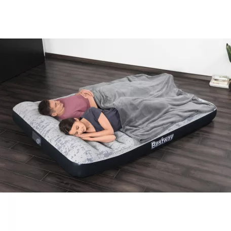 Bestway 67836 Tritech felfújható kétszemélyes velúr ágy / matrac, 2 személyes vendégágy automata, beépített elektromos pumpával 203 x152 x 30 cm