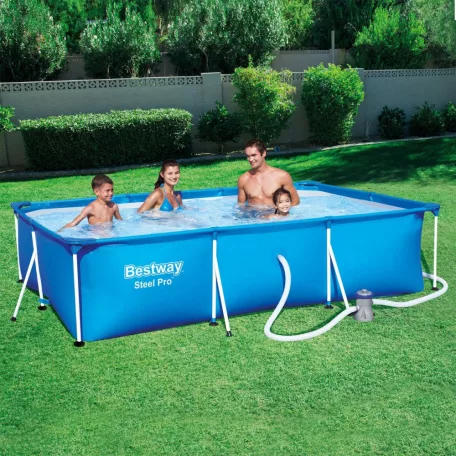 Bestway AMALFI VT 300 x 201 x 66 cm szögletes, fémvázas (csővázas) kerti medence szett vízforgatóval és védőtakaróval (FFA 679 VT)