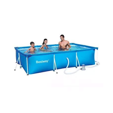 Bestway AMALFI VT 300 x 201 x 66 cm szögletes, fémvázas (csővázas) kerti medence szett vízforgatóval és védőtakaróval (FFA 679 VT)