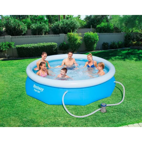 Bestway KORFU VF 305 x 76 cm puhafalú, felfújható peremű kerti medence vízforgatóval 3982L