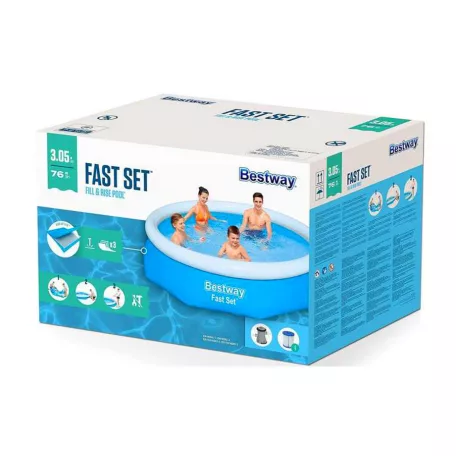 Bestway KORFU VF 305 x 76 cm puhafalú, felfújható peremű kerti medence vízforgatóval 3982L