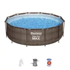 Bestway MYKONOS LUX Steel Pro MAX Superior DeLuxe RATTAN hatású 366 x 100 cm fémvázas kerti medence szett vízforgatóval és létrával FFA 201 / 56709
