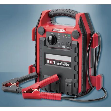 Auchan 12V Booster 4 in 1 Jump Starter hordozható indításrásegítő, 17 Ah 900 A / 400W PowerBank, 12V bikázó, indítóakku, munkalámpa és kompresszor 3000 cm3 diesel / 4000 cm3 benzinmotorokhoz
