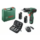 Bosch EasyDrill 1200 Set 12V 20Nm akkus fúró, csavarbehajtó készlet 2 x 12V 1,5A (dupla) akkuval, töltővel, kofferben 38 részes tartozékkészlettel (06039A210E) 