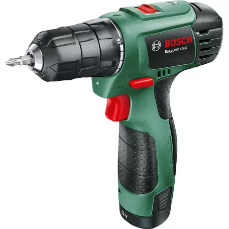 Bosch EasyDrill 1200 Set 12V 20Nm akkus fúró, csavarbehajtó készlet 2 x 12V 1,5A (dupla) akkuval, töltővel, kofferben 38 részes tartozékkészlettel (06039A210E) 