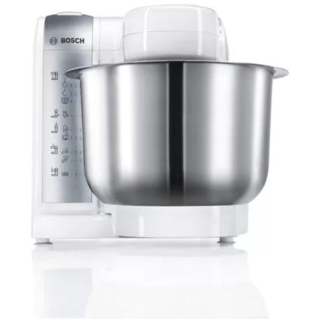 Bosch MUM4856 univerzális 600W 3.9L fehér konyhai robotgép, dagasztógép, húsdarálóval, turmixal, citruspréssel, reszelővel és aprítóval