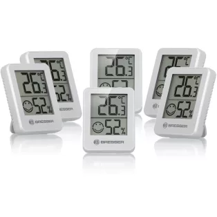   Bresser ClimaTemp XL szett, 6 darabos digitális hőmérő és páratartalom mérő (higrométer), hőmérő és hygrométer