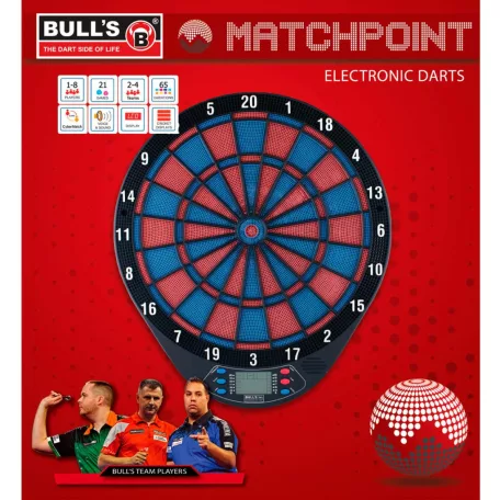 Bull's Matchpoint 67953 elektromos (elemes), elektronikus darts tábla LCD kijelzővel, 2 x 3 dart szettel
