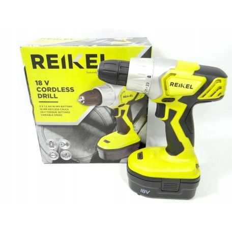 Reikel CD-1817 Cordless Drill dupla akkus 18V Ni-MH akkumulátoros fúró, csavarozó, fúrógép, csavarbehajtó 2 db 18V 1.2 Ah akkuval és 1 db töltővel