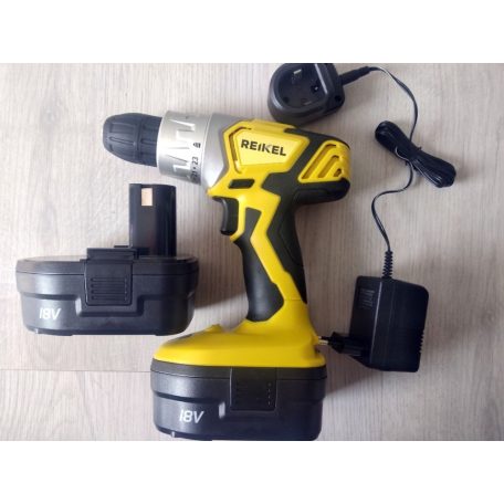 Reikel CD-1817 Cordless Drill dupla akkus 18V Ni-MH akkumulátoros fúró, csavarozó, fúrógép, csavarbehajtó 2 db 18V 1.2 Ah akkuval és 1 db töltővel