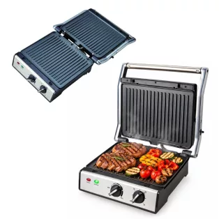   Hauser CG-420 asztali 2000W inox nemesacél kontaktgrill, kontakt grillsütő kivehető 24 x 29 cm sütőlapokkal (CG 420)