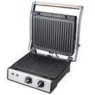Hauser CG-420 asztali 2000W inox nemesacél kontaktgrill, kontakt grillsütő kivehető 24 x 29 cm sütőlapokkal (CG 420)