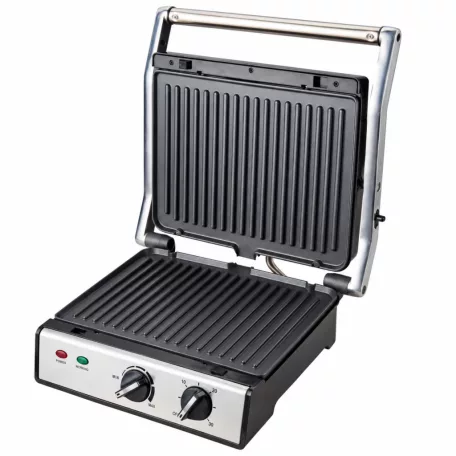 Hauser CG-420 asztali 2000W inox nemesacél kontaktgrill, kontakt grillsütő kivehető 24 x 29 cm sütőlapokkal (CG 420)