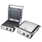 Hauser CG-420 asztali 2000W inox nemesacél kontaktgrill, kontakt grillsütő kivehető 24 x 29 cm sütőlapokkal (CG 420)