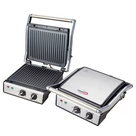 Hauser CG-420 asztali 2000W inox nemesacél kontaktgrill, kontakt grillsütő kivehető 24 x 29 cm sütőlapokkal (CG 420)