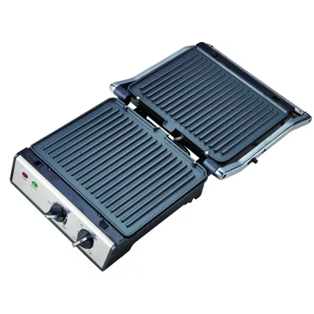 Hauser CG-420 asztali 2000W inox nemesacél kontaktgrill, kontakt grillsütő kivehető 24 x 29 cm sütőlapokkal (CG 420)