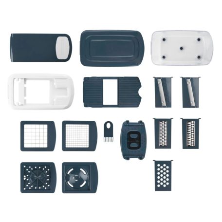 CHEFKOCH trifft by Fackelmann professzionális multiszeletelő, Slicer & Dicer 16 részes multifunkciós mechanikus aprító, szeletelő és reszelő gyűjtőtállal 