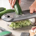 CHEFKOCH trifft by Fackelmann professzionális multiszeletelő, Slicer & Dicer 16 részes multifunkciós mechanikus aprító, szeletelő és reszelő gyűjtőtállal 