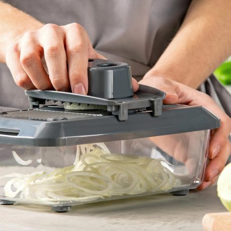 CHEFKOCH trifft by Fackelmann professzionális multiszeletelő, Slicer & Dicer 16 részes multifunkciós mechanikus aprító, szeletelő és reszelő gyűjtőtállal 