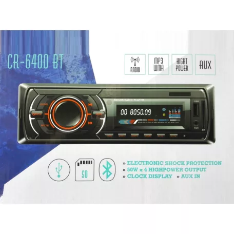 Cobalt CR-6400 / CR6400 BT MP3 / USB / SD / Bluetooth AUX 4 x 50W autórádió, multimédia fejegység CD lejátszó nélkül