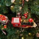 Shatchi / Actuel Christmas Tree Express Train - elemes, önjáró, világító, füstölő, karácsonyfára / fenyőfára szerelhető kisvasút, karácsonyi vonat szett, zenélő gőzmozdony (CTE)