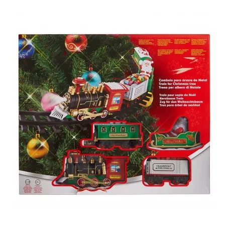 Shatchi / Actuel Christmas Tree Express Train - elemes, önjáró, világító, füstölő, karácsonyfára / fenyőfára szerelhető kisvasút, karácsonyi vonat szett, zenélő gőzmozdony (CTE)