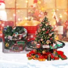 Shatchi / Actuel Christmas Tree Express Train - elemes, önjáró, világító, füstölő, karácsonyfára / fenyőfára szerelhető kisvasút, karácsonyi vonat szett, zenélő gőzmozdony (CTE)