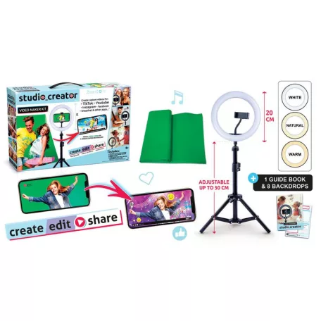 Canal Toys INF-001-3L Studio Creator Video Marker Kit 3 az 1-ben videókészítő készelt (greenbox, lámpa, állvány)