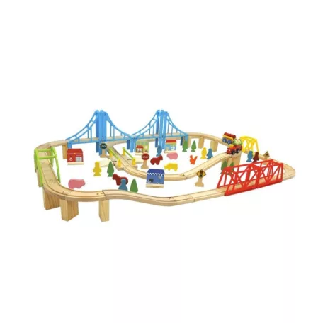 Carousel Build a World 100 darabos fa vonat / autópálya szett, favonat készlet