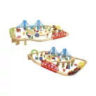 Carousel Build a World 100 darabos fa vonat / autópálya szett, favonat készlet