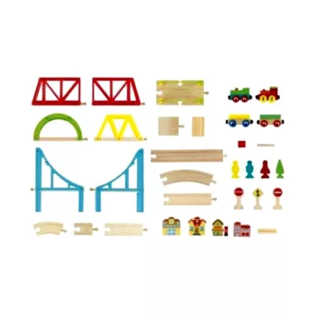 Carousel Build a World 100 darabos fa vonat / autópálya szett, favonat készlet
