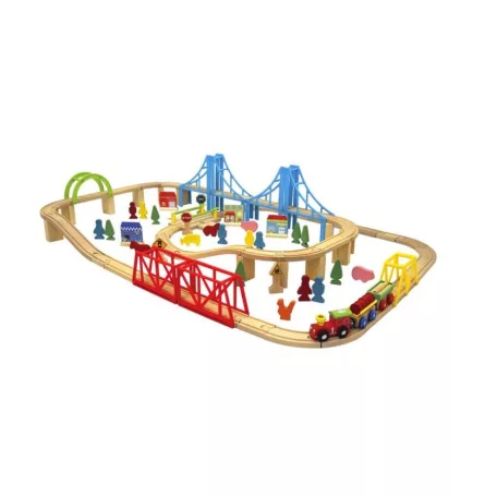 Carousel Build a World 100 darabos fa vonat / autópálya szett, favonat készlet