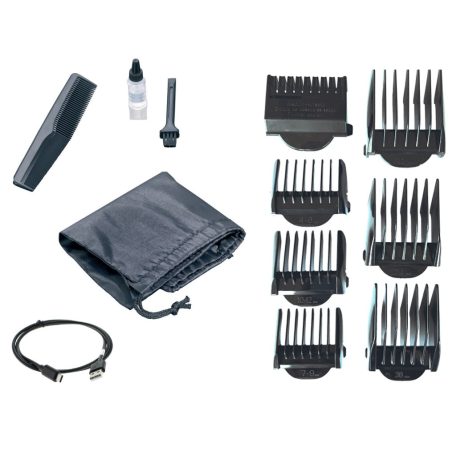 Carrera 690228 Profi 3.7V 12000 mAh akkus, li-ion akkumulátoros hajvágó és szakállvágó készlet LED kijelzővel, 6 fésűrátéttel, töltőállomással, tároló tasakkal, fésűvel 0.5 - 30 mm