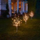 Casalux 3 darabos 85 cm fehér nyírfa bokor készlet, 96 LED-es kültéri / beltéri melegfehér karácsonyi fénydekoráció, dekorfa szett 6 órás időzítővel