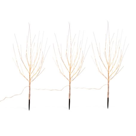 Casalux 3 darabos 85 cm fehér nyírfa bokor készlet, 96 LED-es kültéri / beltéri melegfehér karácsonyi fénydekoráció, dekorfa szett 6 órás időzítővel