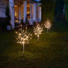 Casalux 3 darabos 85 cm fehér nyírfa bokor készlet, 96 LED-es kültéri / beltéri melegfehér karácsonyi fénydekoráció, dekorfa szett 6 órás időzítővel