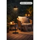 Casalux 47190 napeles solar kültéri fém álló lámpa, 8W 500 lumen 120 cm állítható magasságú fekete fém szolár állólámpa talppal és leszúrótüskével, 3.7V 3000 mAh akkuval és dimmerrel