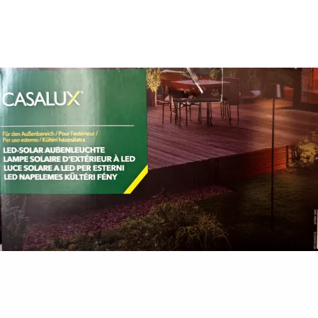 Casalux 47190 napeles solar kültéri fém álló lámpa, 8W 500 lumen 120 cm állítható magasságú fekete fém szolár állólámpa talppal és leszúrótüskével, 3.7V 3000 mAh akkuval és dimmerrel
