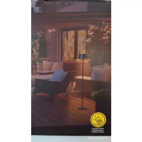Casalux 47190 napeles solar kültéri fém álló lámpa, 8W 500 lumen 120 cm állítható magasságú fekete fém szolár állólámpa talppal és leszúrótüskével, 3.7V 3000 mAh akkuval és dimmerrel