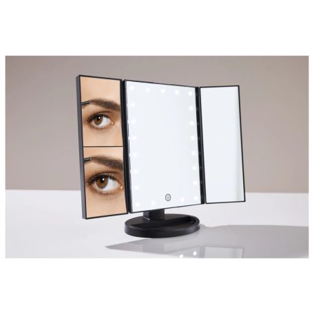 Cien MKSLK 6 A2 összecsukható asztali kozmetikai tükör, sminktükör LED világítással, 3 db nagyító tükörrel