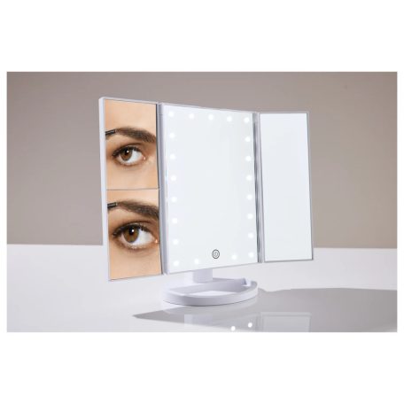 Cien MKSLK 6 A2 összecsukható asztali kozmetikai tükör, sminktükör LED világítással, 3 db nagyító tükörrel